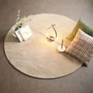Tapis rond moelleux Volupté camel - Galon finesse capuccino