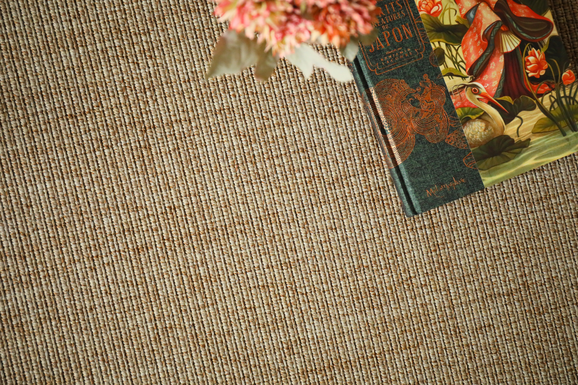 Tissé plat aspect naturel Zen biscuit, détail du tissage imitation fibre naturelle