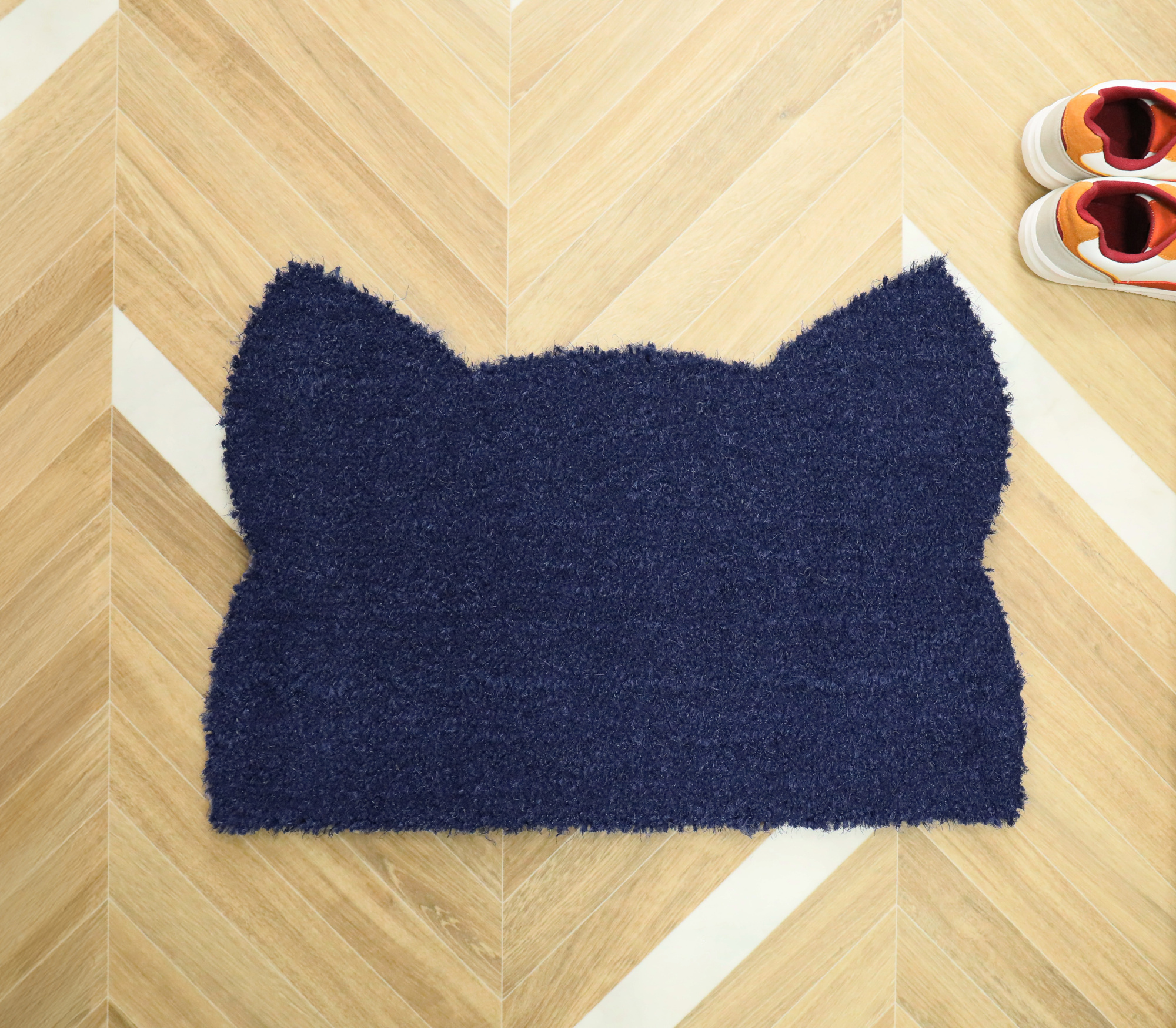 Tapis d’entrée déco Chat - Fibre de Coco 17mm - Bleu pour personnaliser un seuil de porte avec fantaisie