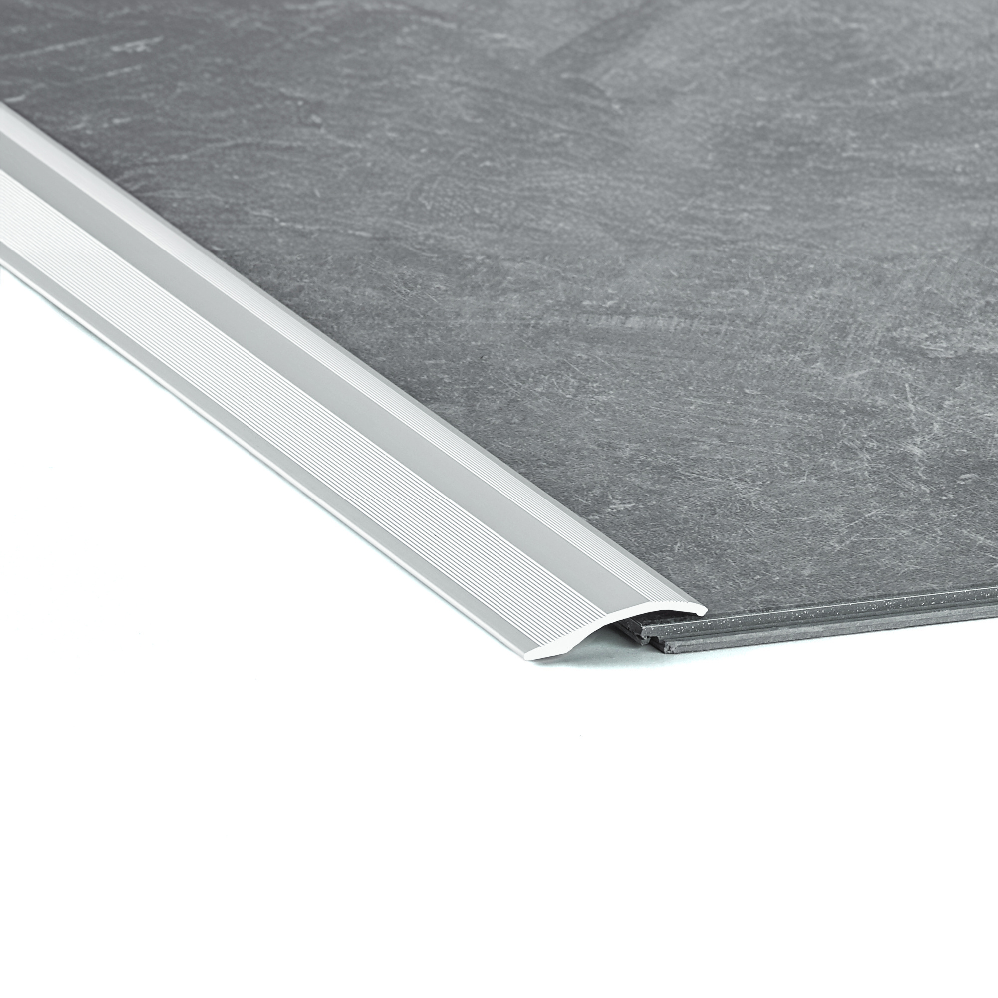 Barre de Seuil de porte Romus adhésif 100 cm en aluminium incolore entre deux revêtements de sol