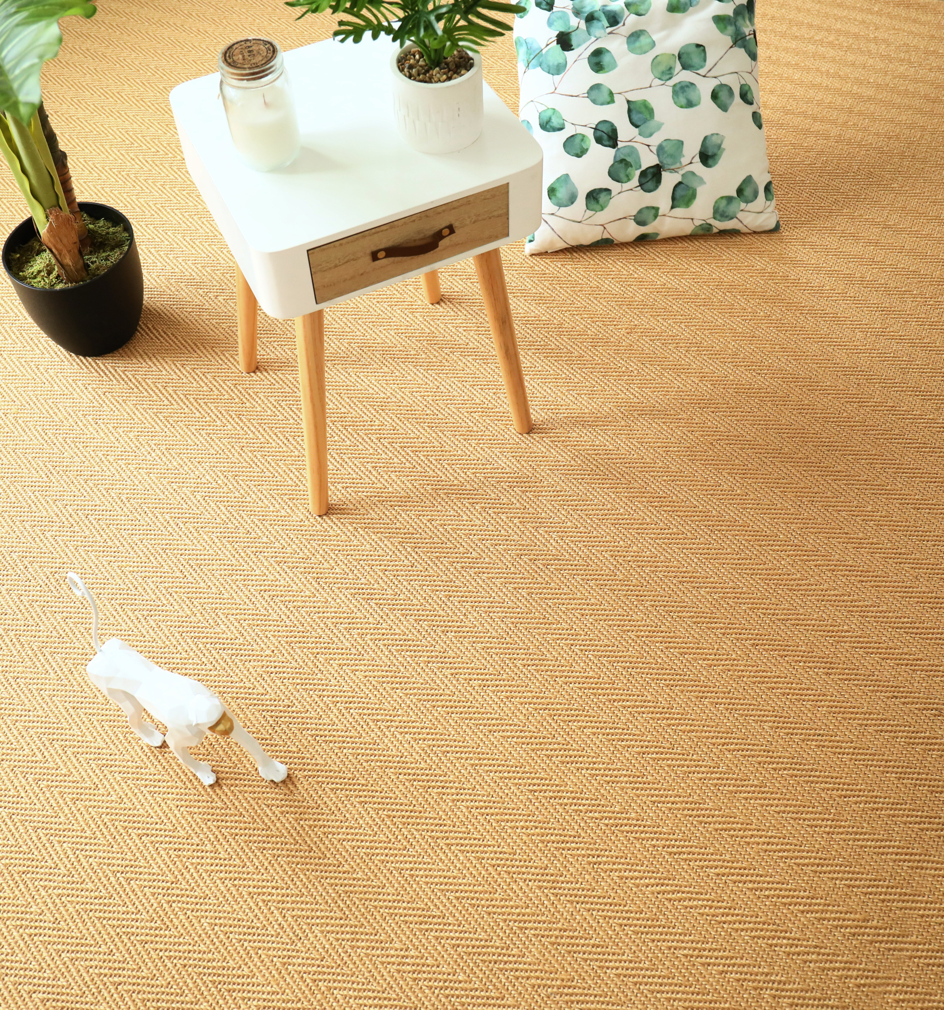Sol Sisal Chevron - Jazz - Camel doré avec dessin chevron régulier et coloris inspiré des fibres séchées