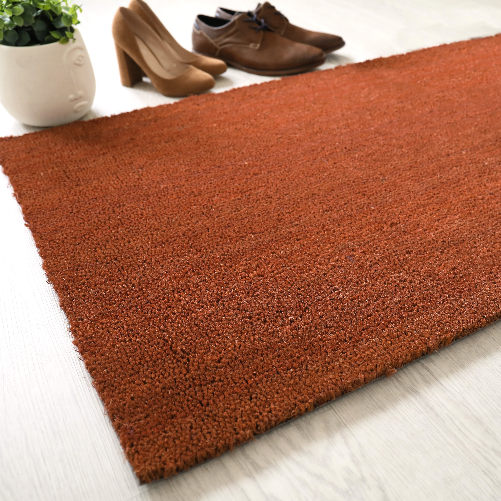 Paillasson brosse Fibre de coco 17 mm Rouille, tapis d’entrée aux teintes chaleureuses et naturelles