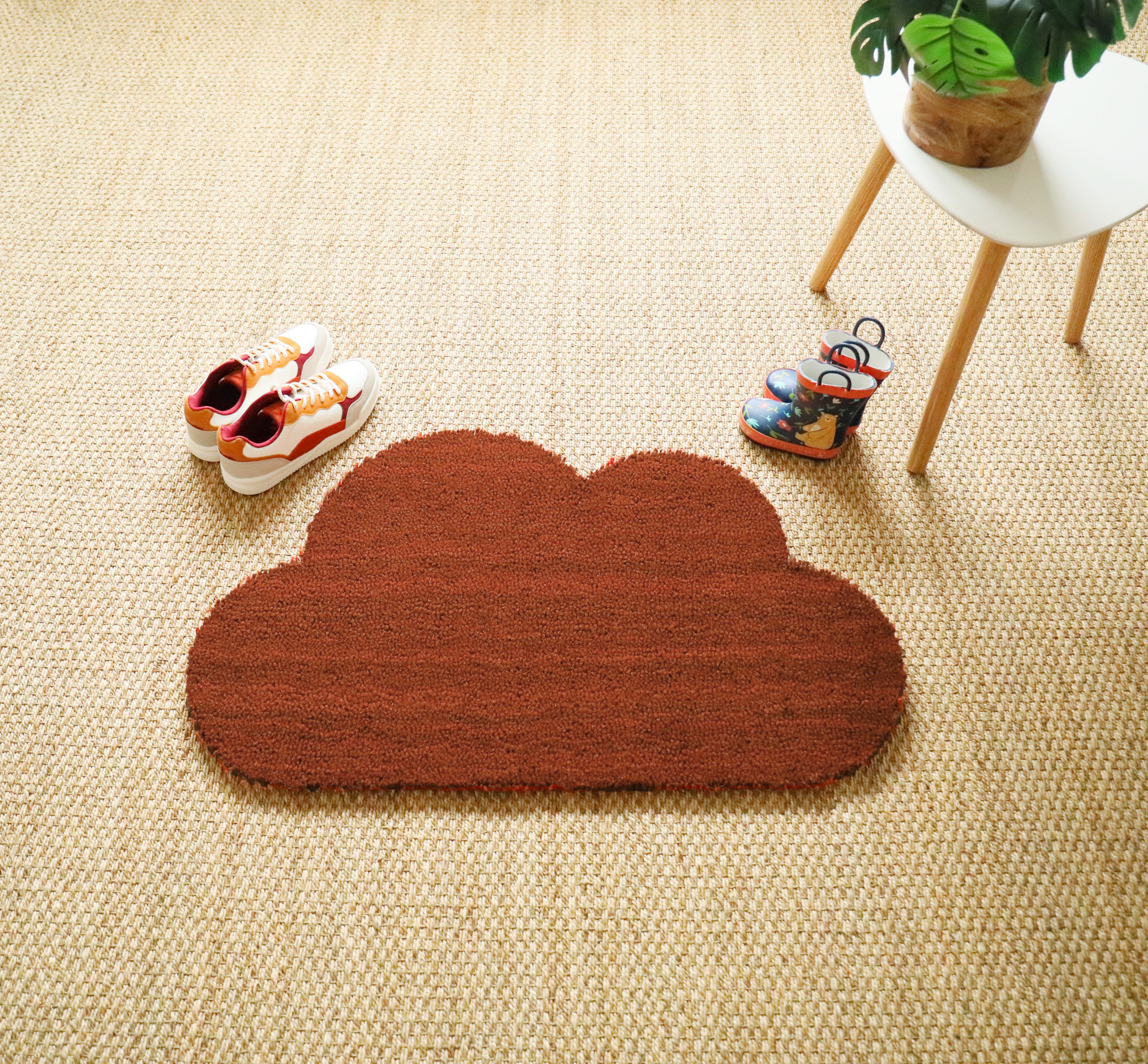 Tapis d'entrée déco Nuage - Fibre de Coco 17mm - Rouille, teinte chaleureuse et forme originale pour embellir l’entrée