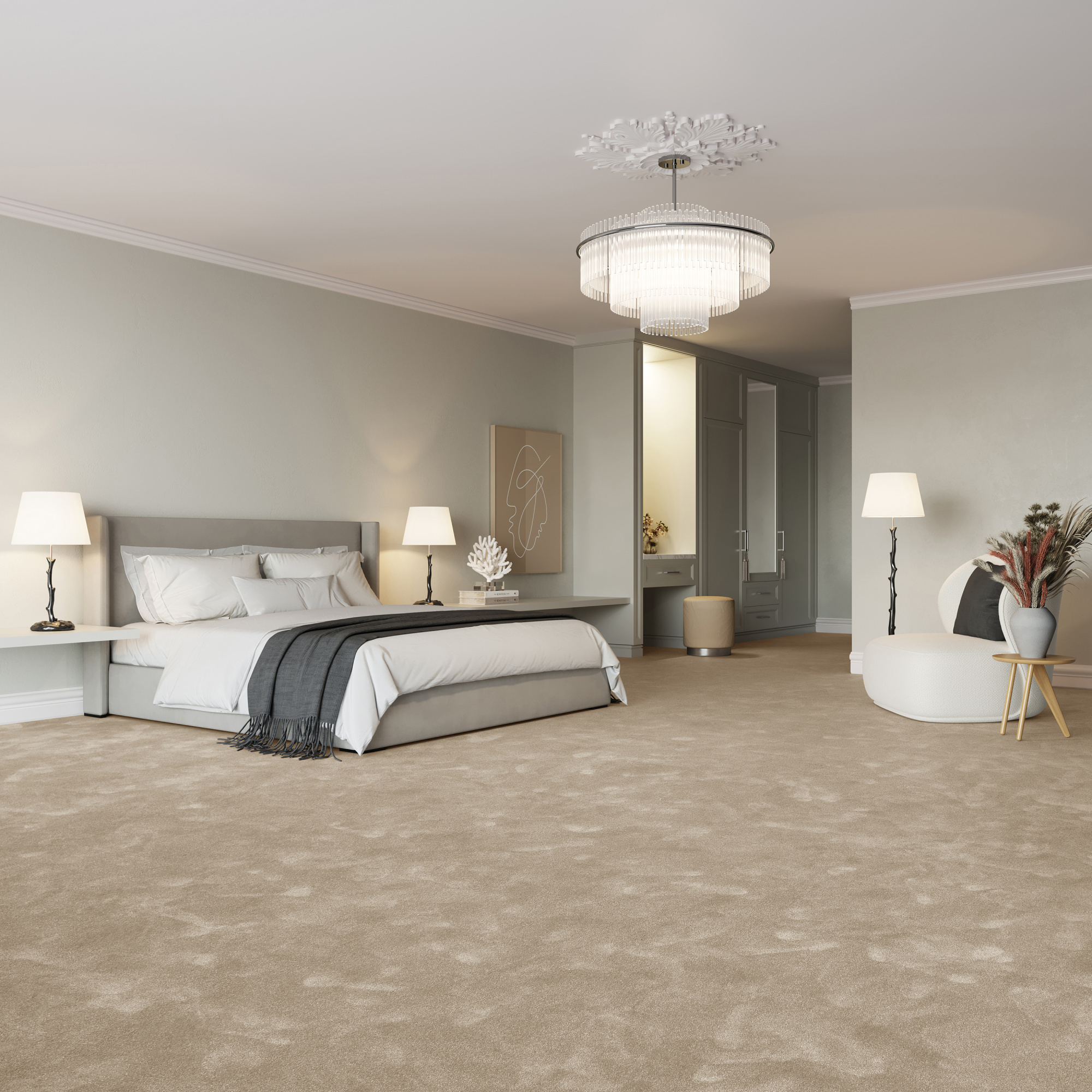 Moquette soyeuse Volupté camel - chambre