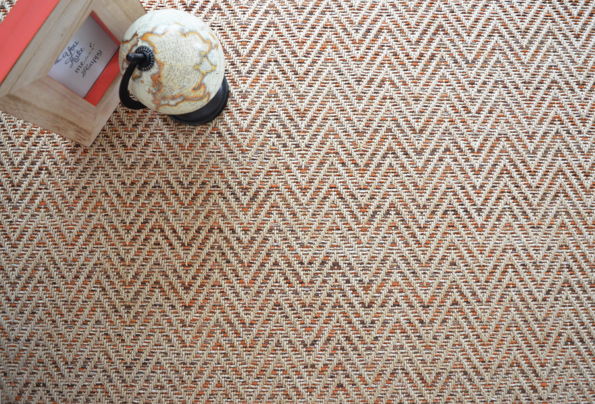 Moquette Tissé plat Swing - Orange biscuit - Vue de haut