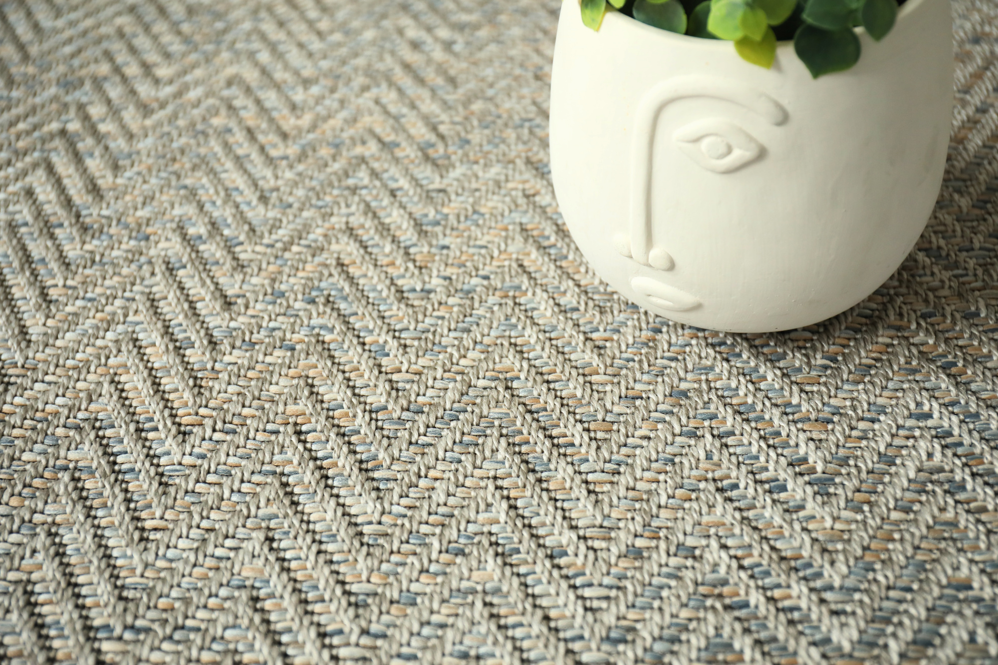 Moquette Tissé plat Swing - Natural and Blue