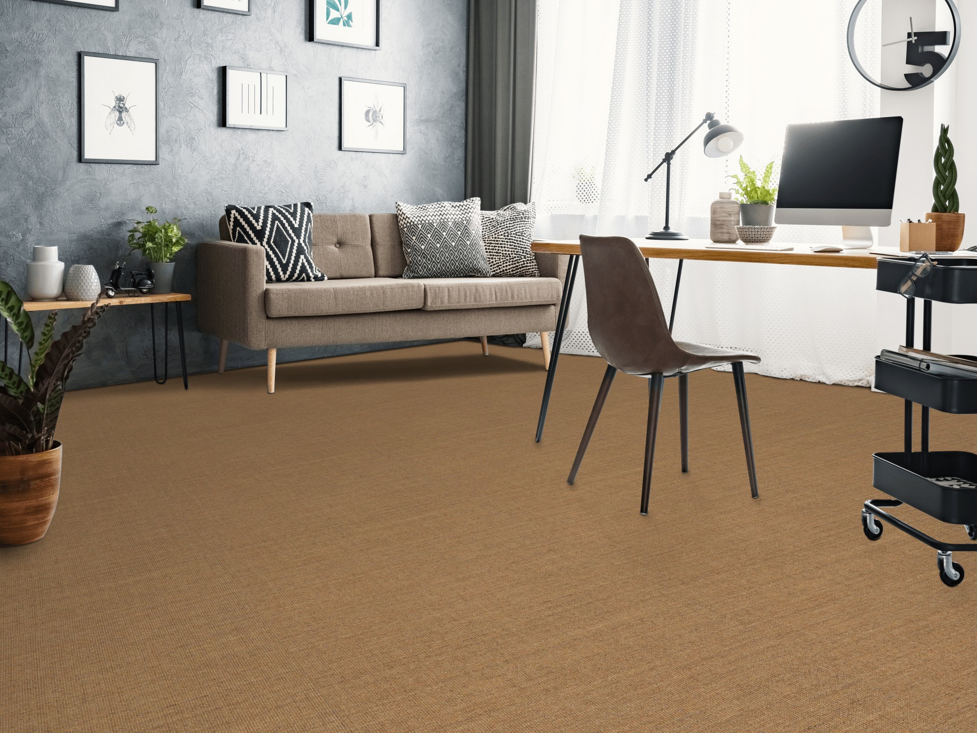 Sol Sisal Minimal Malt, revêtement naturel en fibres végétales pour pièce de vie lumineuse