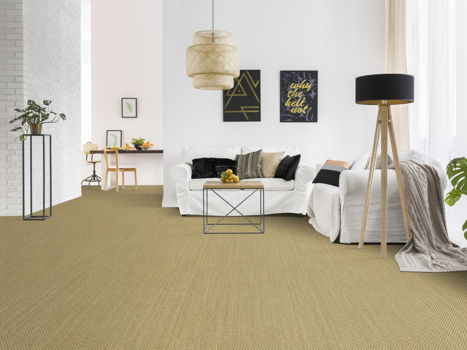 Sol Sisal - Muse - Malt mettant en valeur un séjour lumineux aux matières naturelles et raffinées