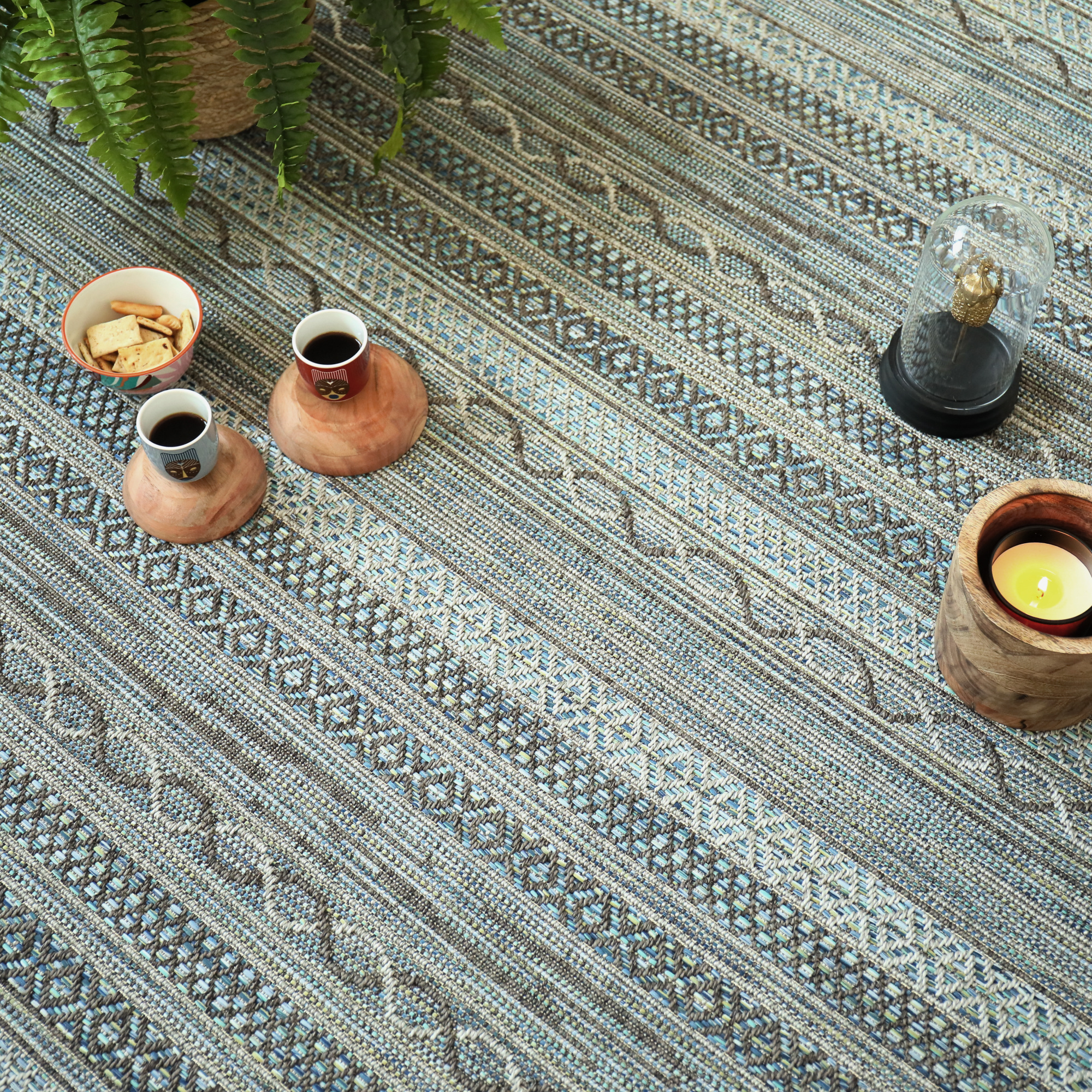 Tissé plat Salsa Orage, revêtement graphique en polypropylène pour intérieur et extérieur