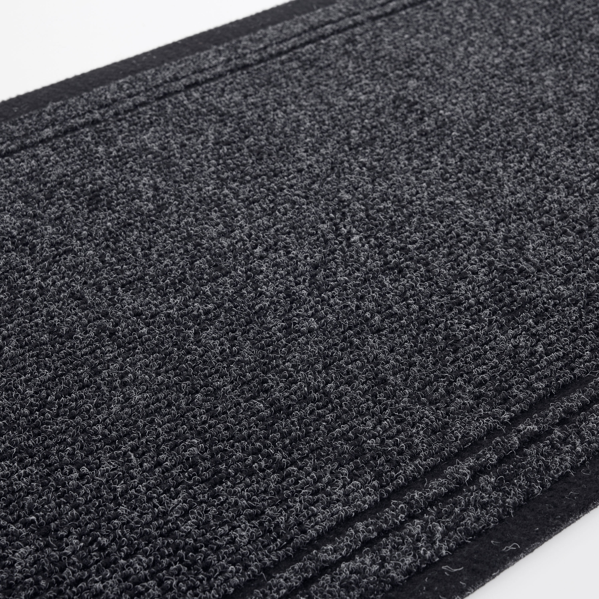 Tapis de passage Antidérapant au mètre - Noir, surface côtelée à fines boucles et bandes décoratives en relief