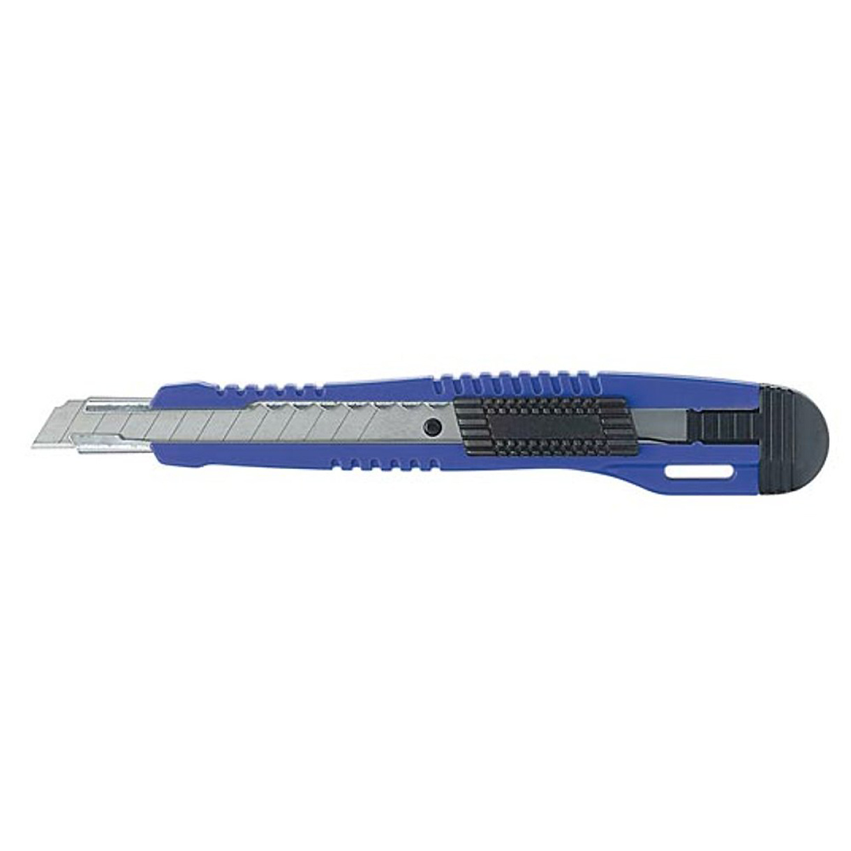 Cutter professionnel 9 mm autobloquant livré avec 2 lames de rechange dans le manche