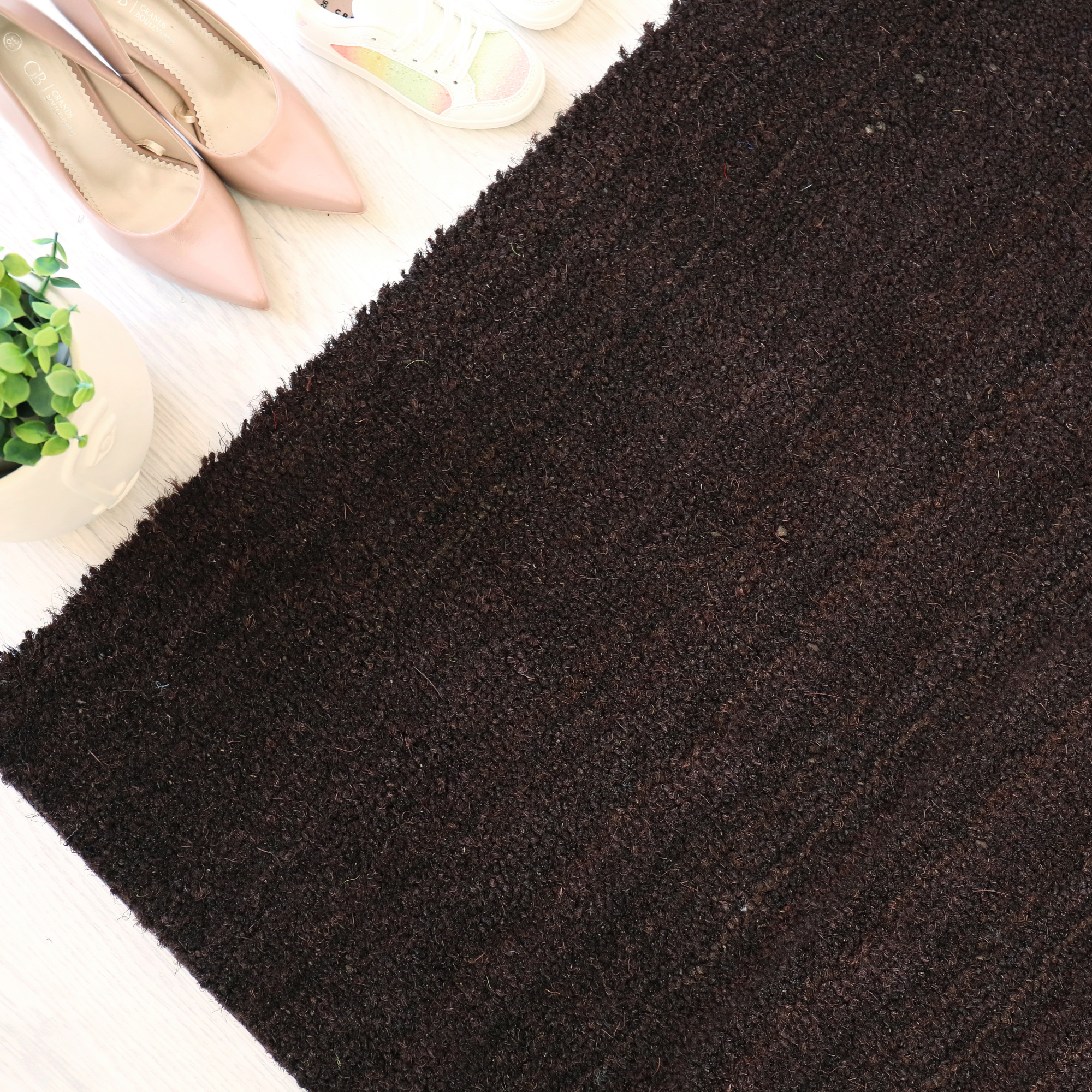 Paillasson brosse Fibre de coco 17 mm Brun, fibres naturelles résistantes pour usage quotidien