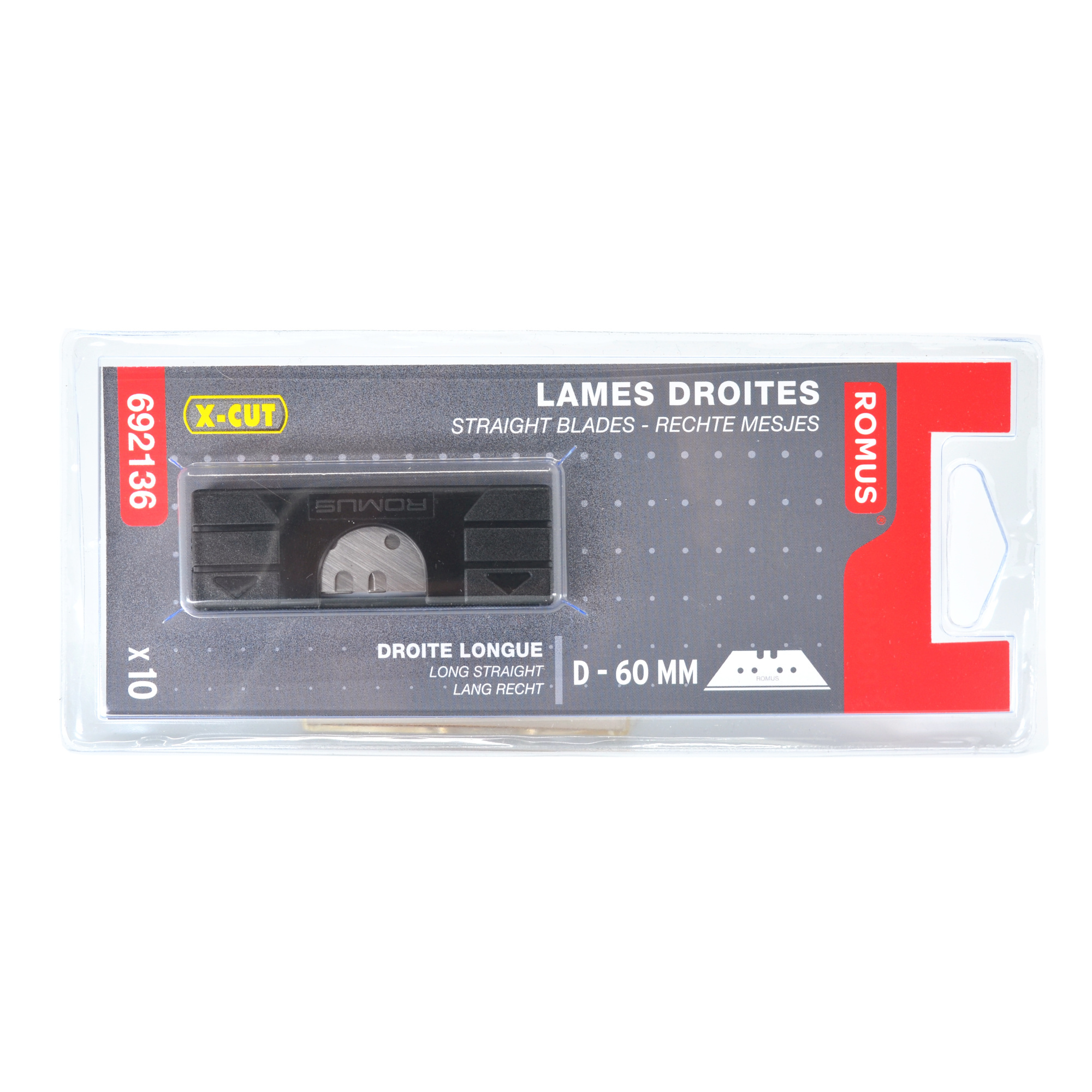 Étui de lames professionnelles Romus sous blister pour la pose de moquette, fibres végétales et sols PVC