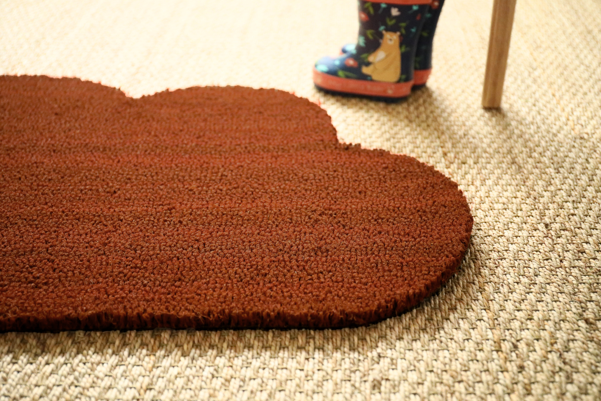 Tapis d'entrée déco Nuage - Fibre de Coco 17mm - Rouille, fibres de coco denses et finition arrondie au toucher texturé