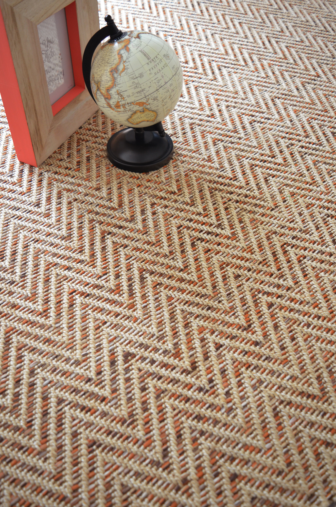 Moquette Tissé plat Swing - Orange biscuit - vue de près
