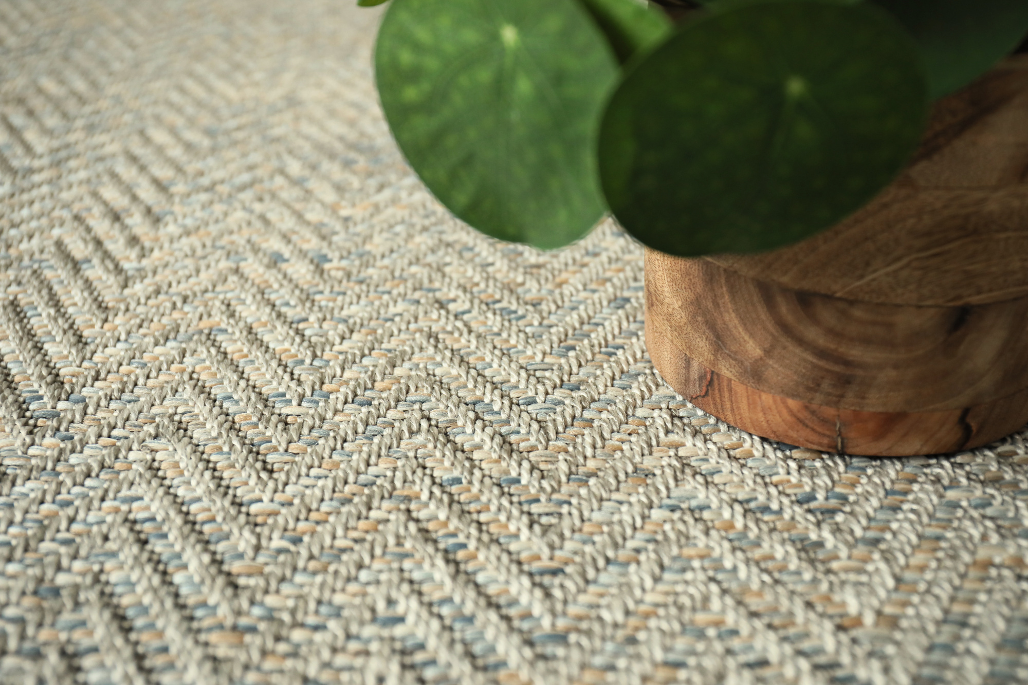 Moquette Tissé plat Swing - Natural and Blue - gros plan