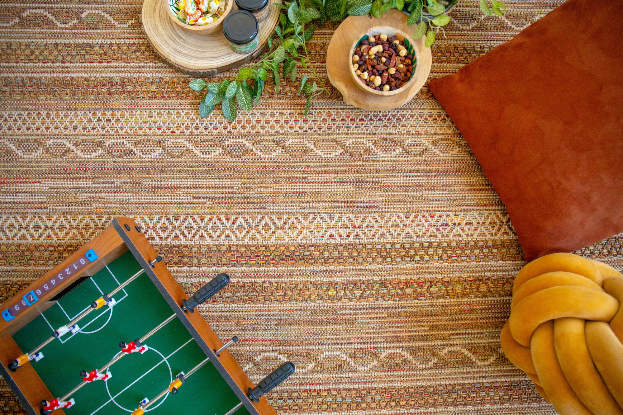 Sol tissé plat Salsa Épices, revêtement décoratif résistant pour pièce de vie moderne