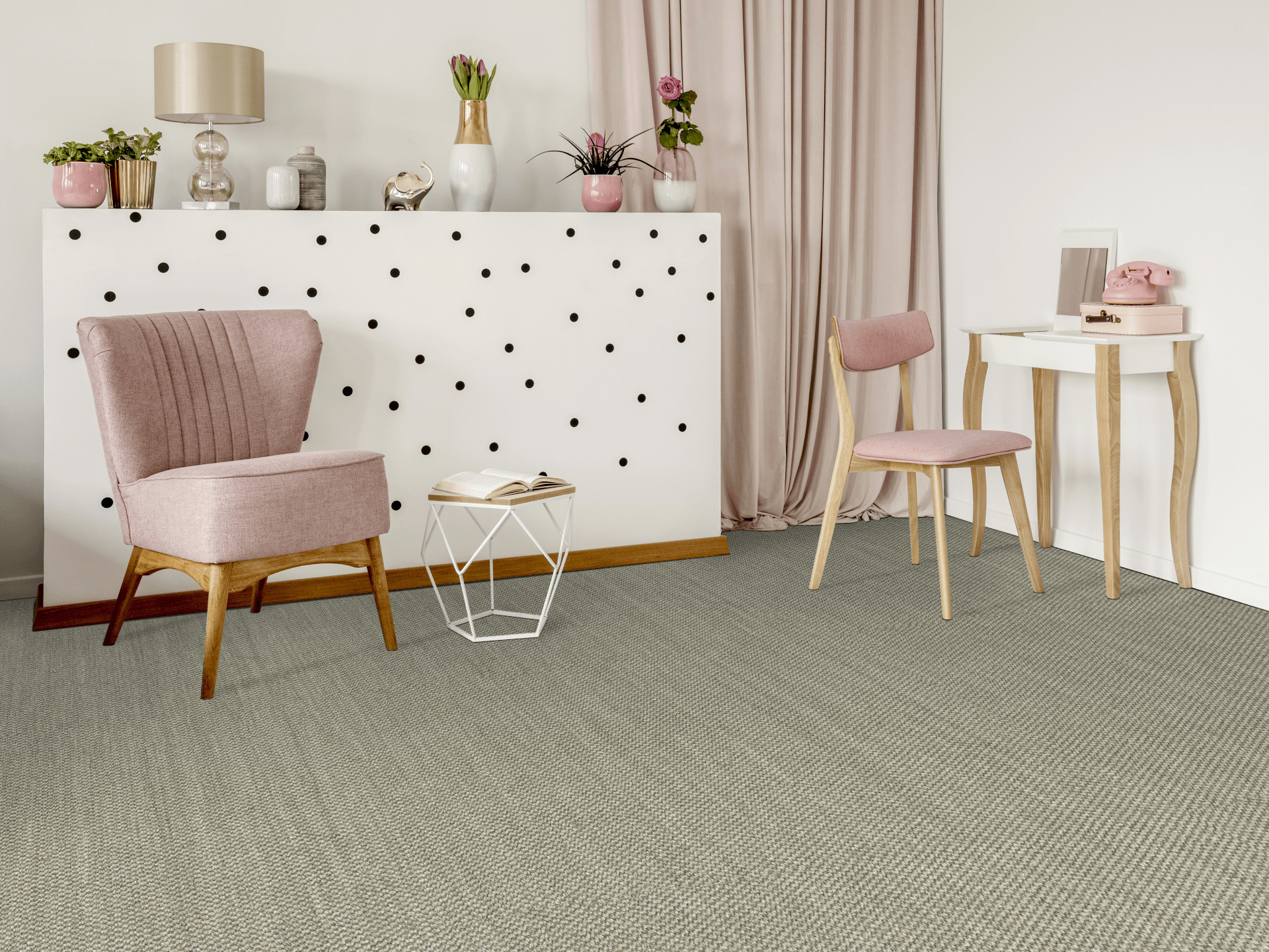 Sol Sisal - Muse - Lin cendré accompagné de mobilier bois clair pour une décoration douce et naturelle