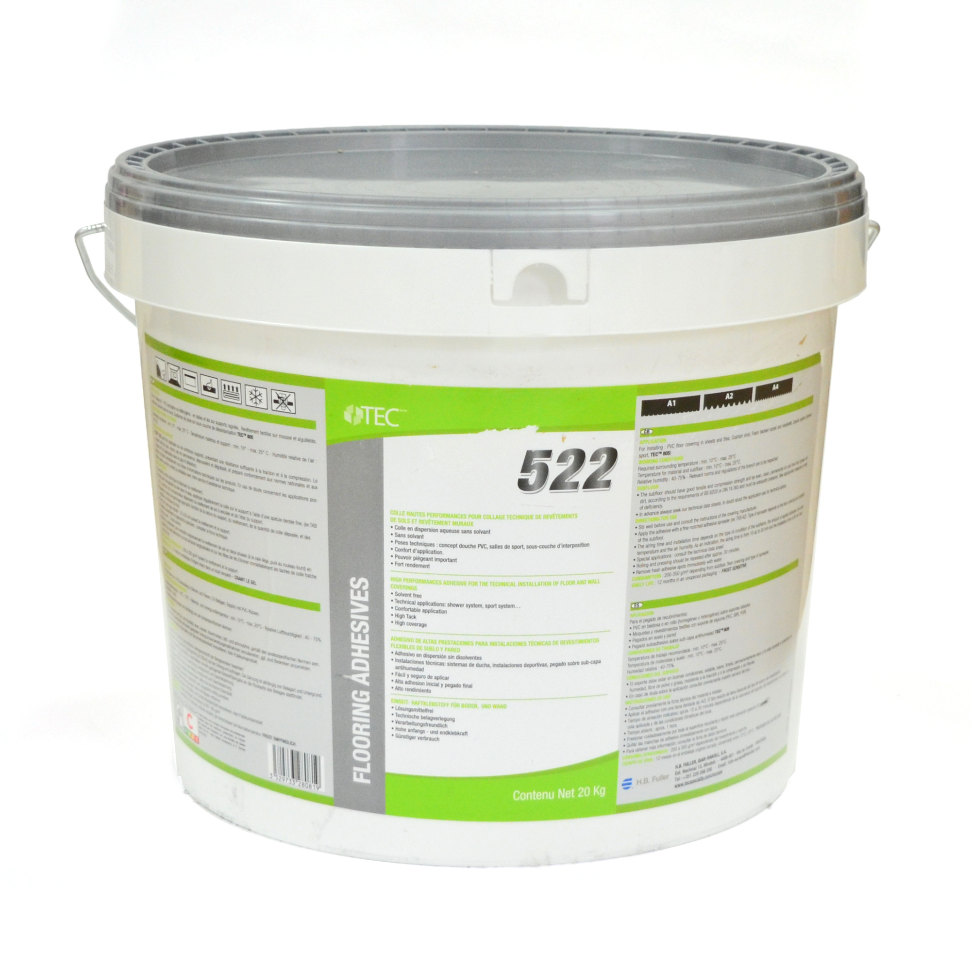 Seau de colle TEC 522 haute performance pour revêtements de sol souples et textiles