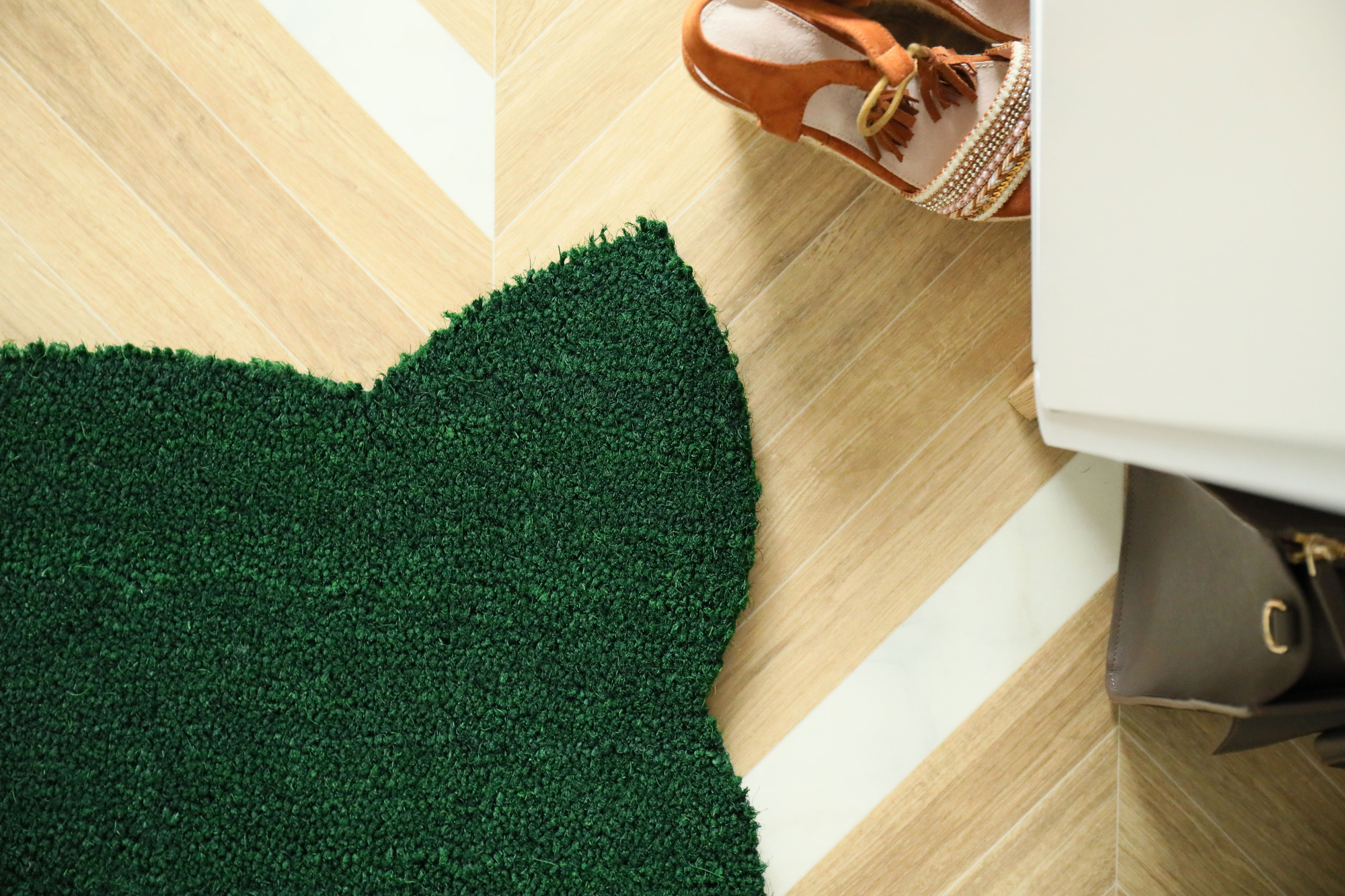 Tapis d’entrée déco Chat - Fibre de Coco 17mm - Vert, paillasson décoratif de 17 mm d’épaisseur