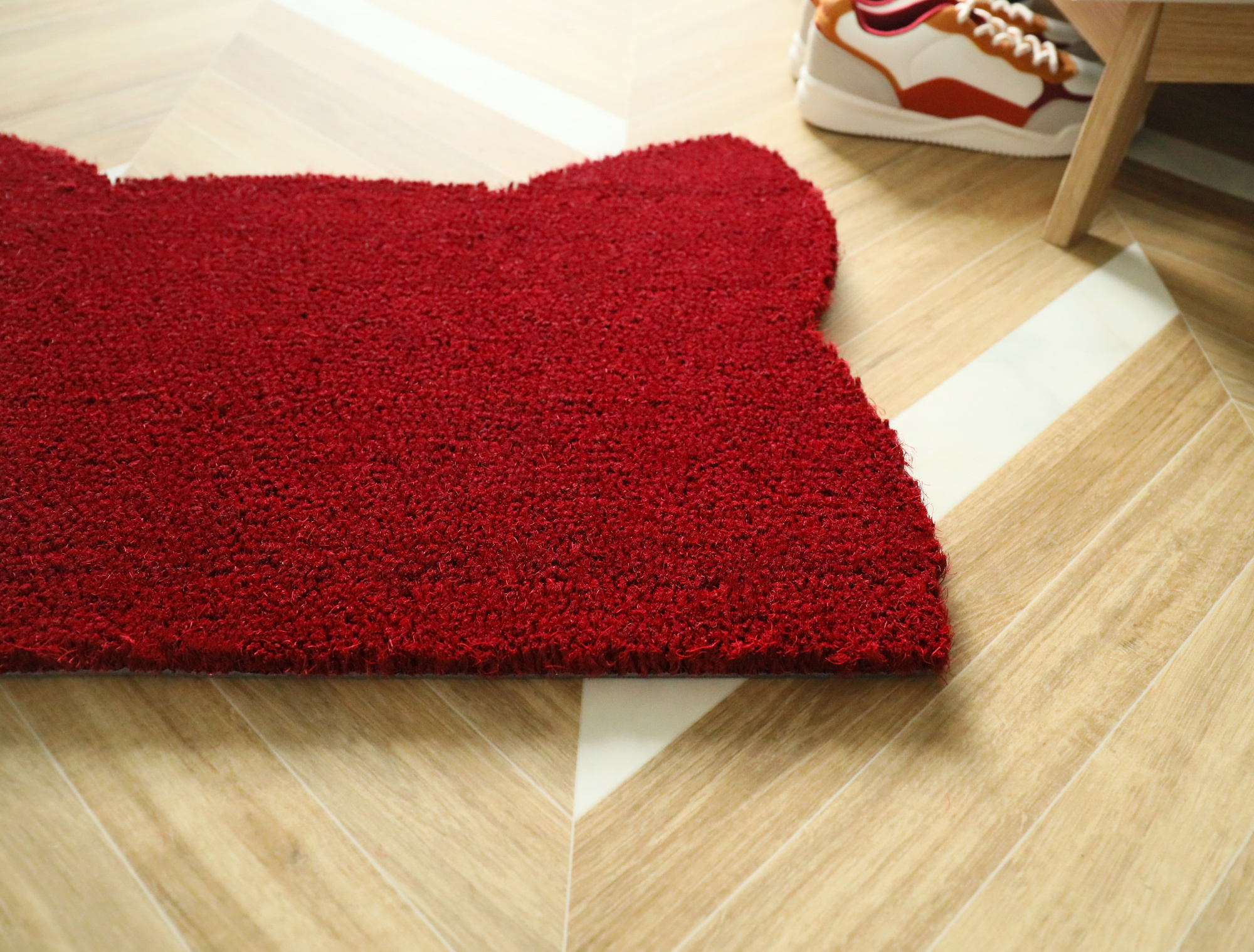 Tapis d’entrée déco Chat - Fibre de Coco 17mm - Rouge, fibres de coco conçues pour retenir poussières et saletés