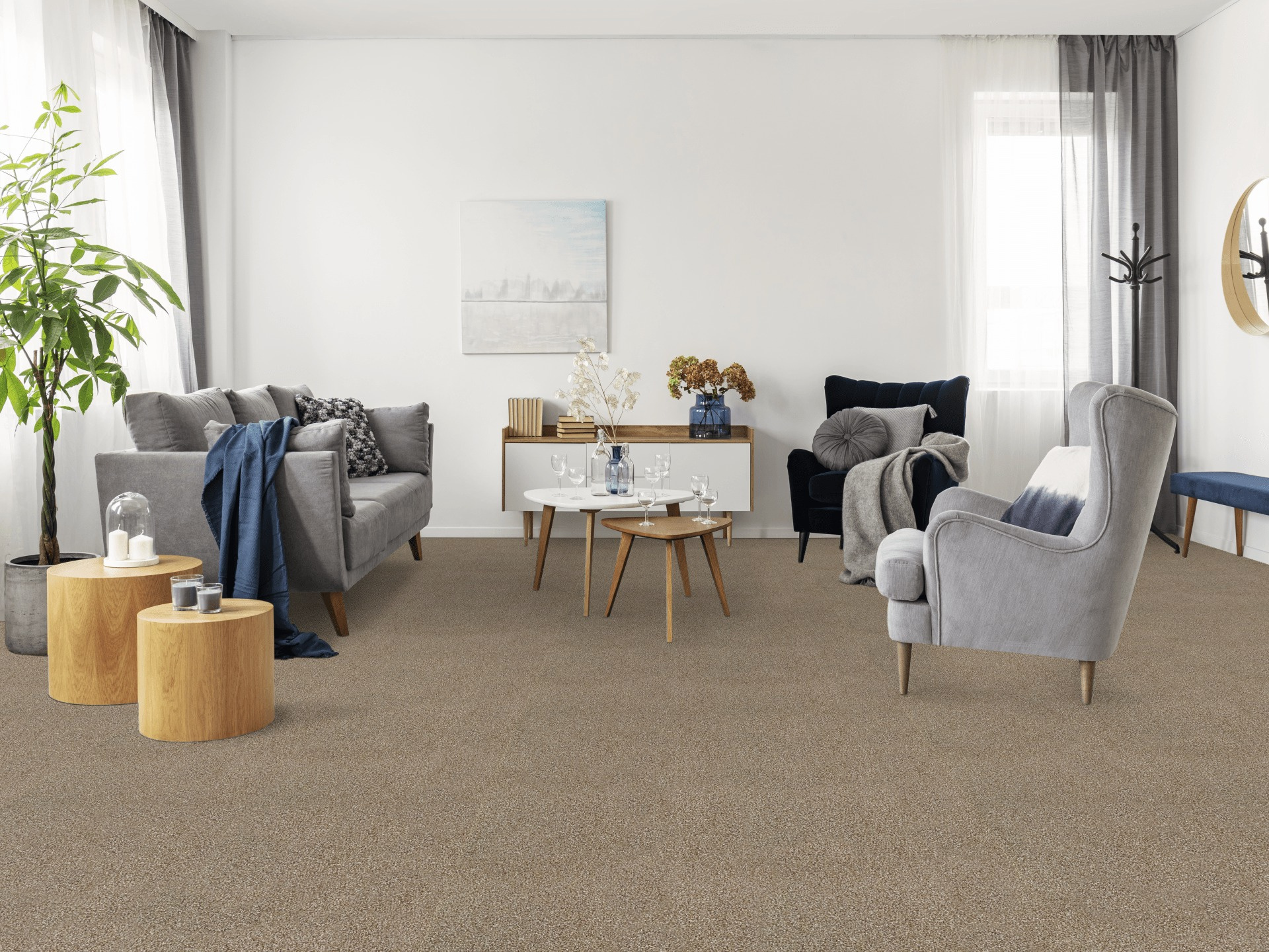 Moquette Délicatesse - Beige caramel créant une atmosphère chaleureuse dans un intérieur contemporain