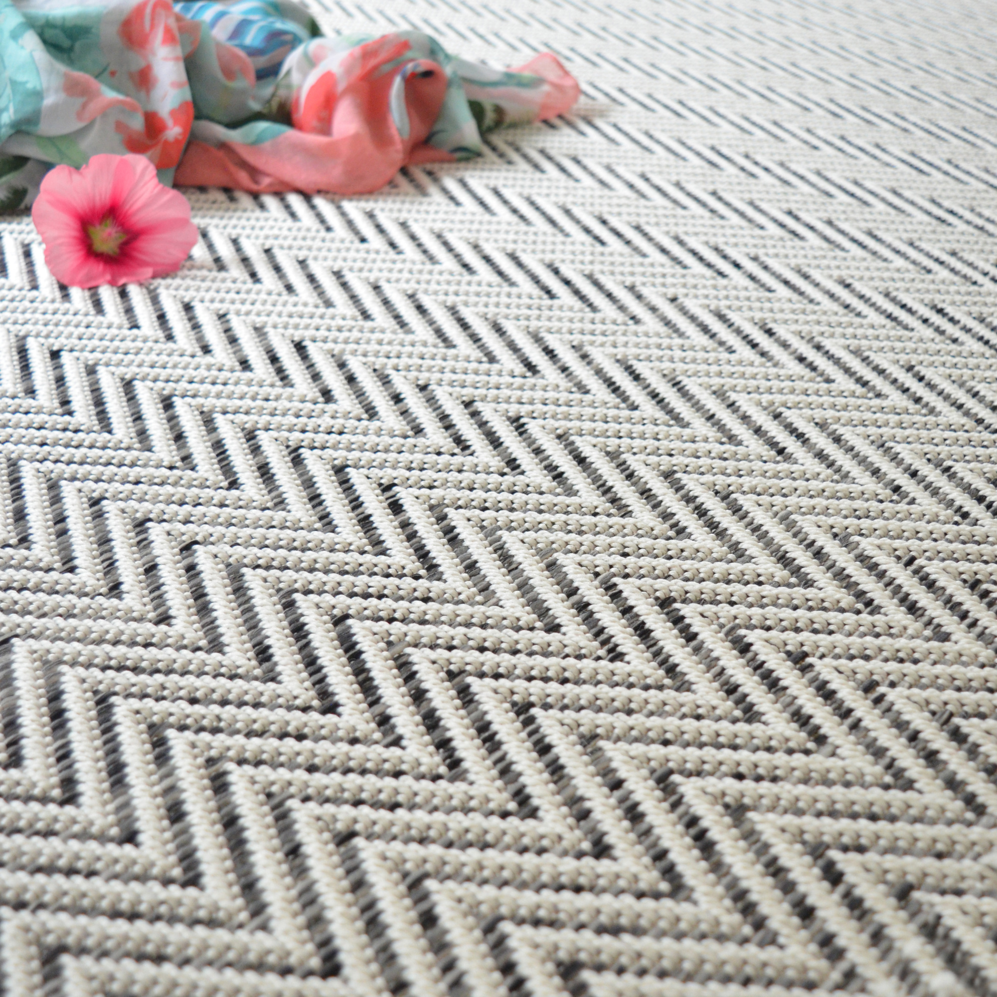 Moquette Tissé plat Swing - Black and White - chambre