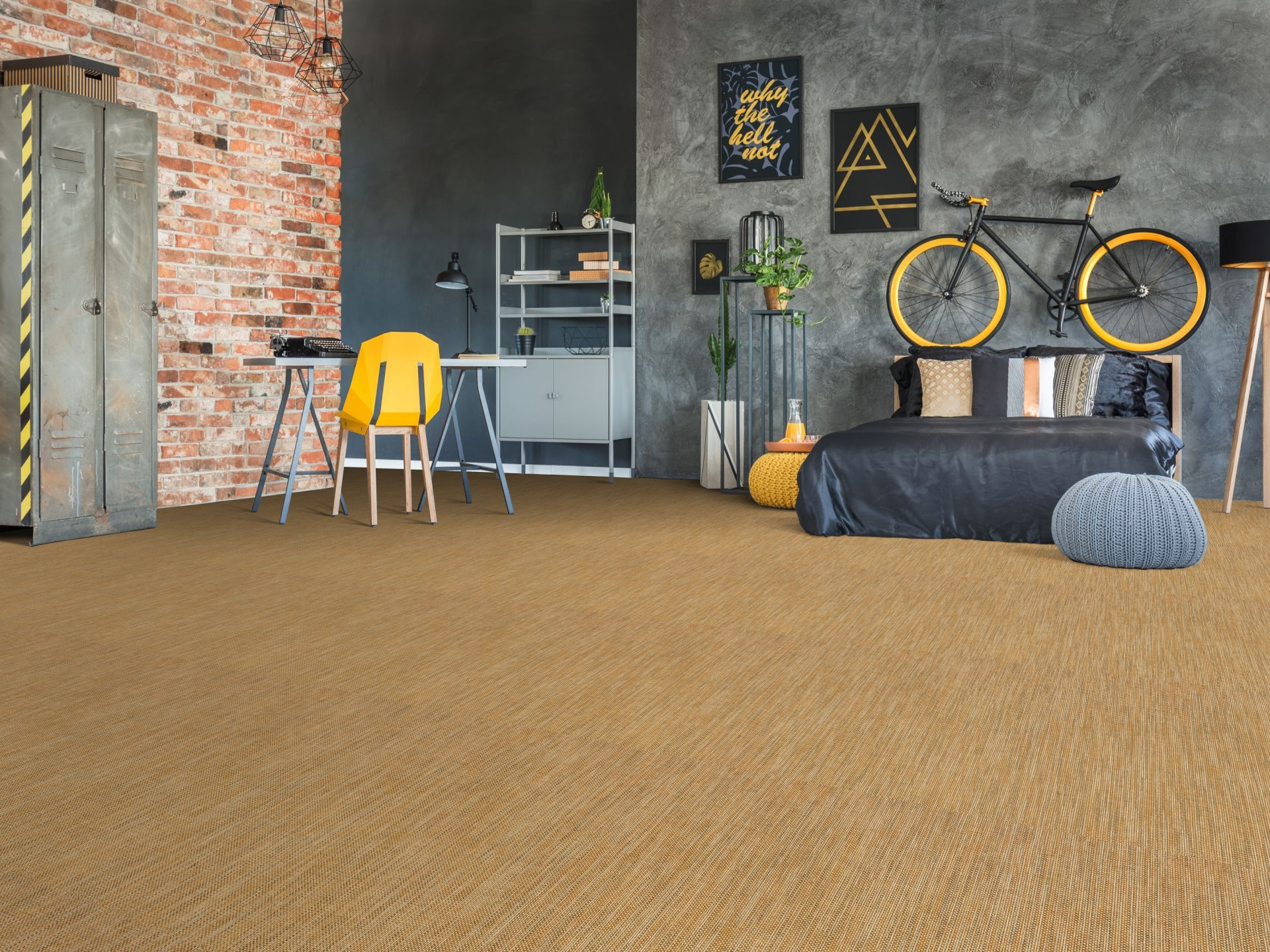 Tissé plat aspect naturel - Flow - Orange biscuit - chambre