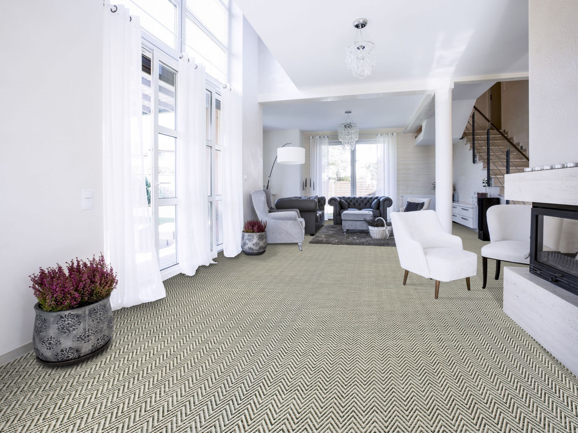 Moquette Tissé plat Swing - Black and White - Salon