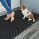 Tapis entrée antidérapant anthracite, moquette côtelée résistante pour zone de passage
