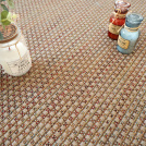 Tissé plat aspect naturel - Backstage Multicolor - Épices avec pots colorés et feuillage décoratif sur un tissage damier aux tons épicés