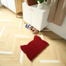 Tapis d’entrée déco Chat - Fibre de Coco 17mm - Rouge, paillasson félin en fibres naturelles de coco teintées