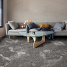 Moquette shaggy Glossy FusionBac Gris organic, revêtement épais pour salon contemporain