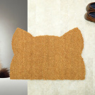 Tapis d’entrée déco Chat - Fibre de Coco 17mm - Écru en forme de tête de chat avec oreilles pointues