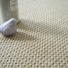 Moquette naturelle en laine et sisal - Organic - Café au lait avec accessoires décoratifs sur son tissage texturé