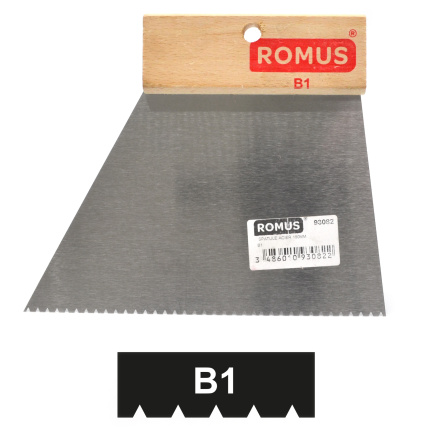 Spatule de solier B1 Romus pour encollage de moquette et revêtements en fibres végétales