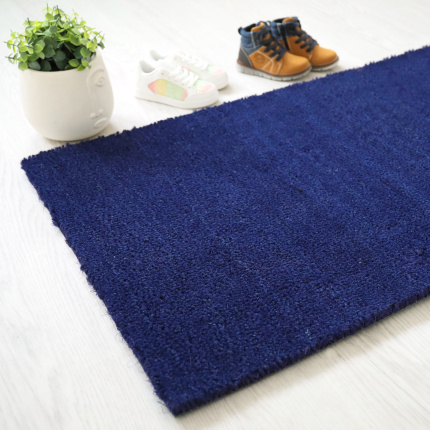 Tapis d’entrée en fibre de coco bleu 17 mm, revêtement robuste au style moderne