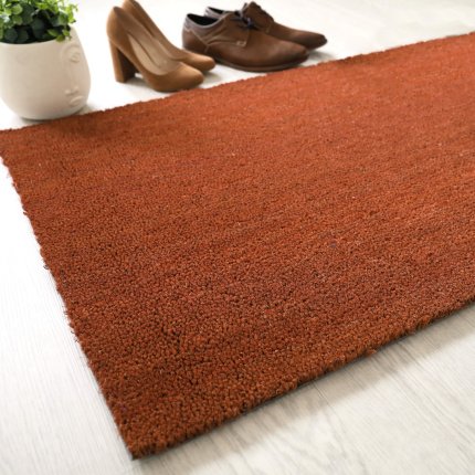 Paillasson brosse Fibre de coco 17 mm Rouille, tapis d’entrée aux teintes chaleureuses et naturelles