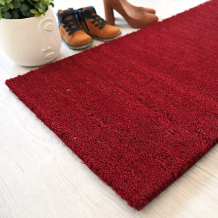 Paillasson brosse Fibre de coco 17 mm Rouge, tapis d’entrée coloré au style contemporain
