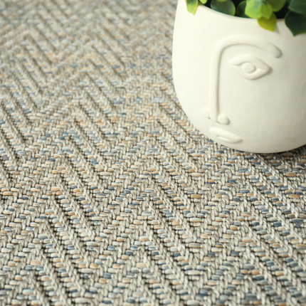Moquette Tissé plat Swing - Natural and Blue