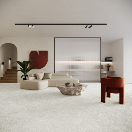 Moquette Infini 11.5 - Galet au coloris clair et élégant pour salon, bureau ou espace détente