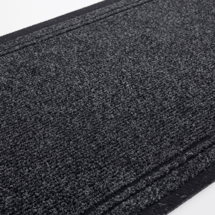 Tapis de passage Antidérapant au mètre - Noir, surface côtelée à fines boucles et bandes décoratives en relief