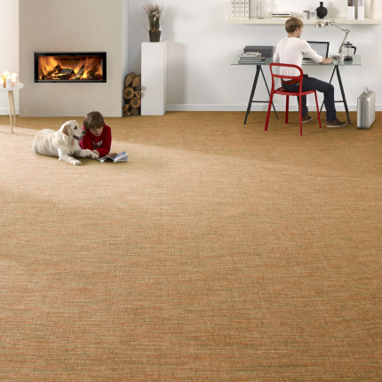 Tissé plat aspect naturel - Flow - Orange biscuit - salon