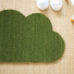 Tapis d'entrée déco Nuage - Fibre de Coco 17mm - Vert, courbes graphiques et fibres de coco au coloris végétal