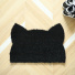 Tapis d’entrée déco Chat - Fibre de Coco 17mm - Noir, silhouette de tête de chat aux oreilles pointues